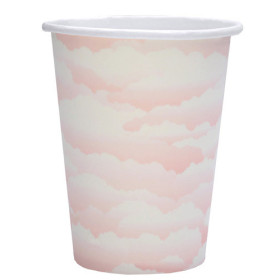 10 gobelets jetables carton nuages rose/bleu