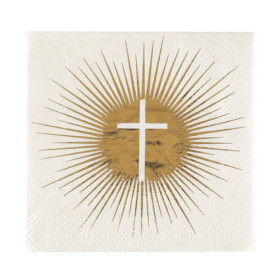 20 serviettes jetables Communion dorées croix
