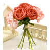 Bouquet roses et hortensias artificielles colorées