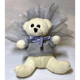 Porte-clés baptême bébé ourson en peluche blanc produit fini