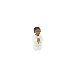 2 sujets à dragées Communion garçon noir figurine 4 cm
