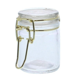 Bocal à dragées cylindrique verre transparent fermeture dorée