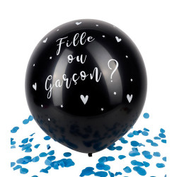 Ballon géant gender reveal garçon confettis bleu 60 cm