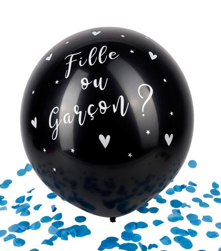 Ballon géant gender reveal garçon confettis bleu 60 cm