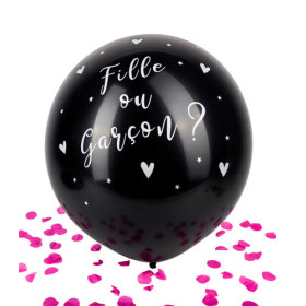 Ballon géant gender reveal fille confettis rose 60 cm