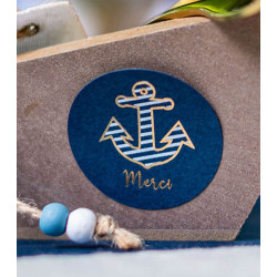 24 stickers ancre marine merci