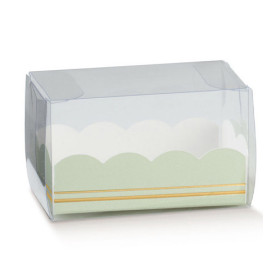 50 boîtes à gâteaux mariage plastique fond vert 16 cm