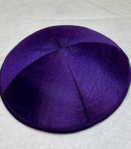 Kippa personnalisée en soie sauvage violet