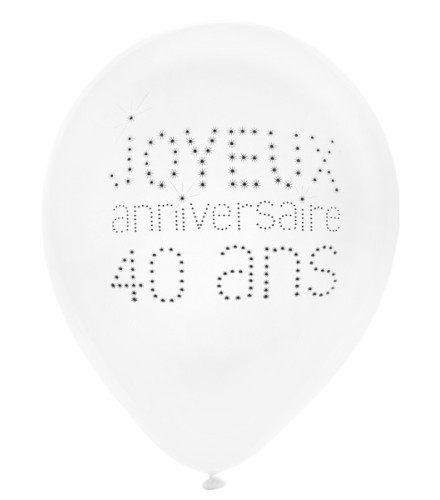 8 ballons gonflables  Joyeux Anniversaire blanc avec âge