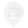 8 ballons gonflables  Joyeux Anniversaire blanc avec âge