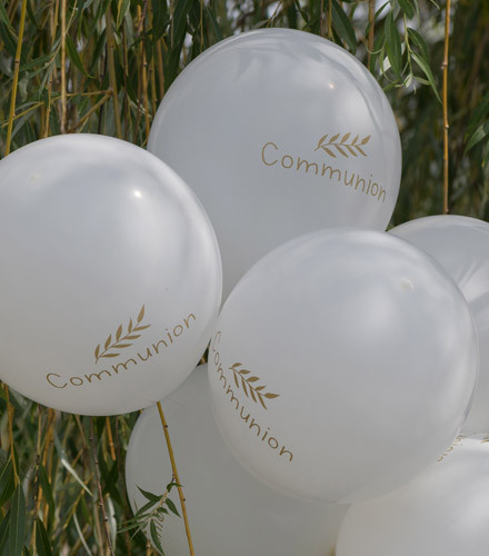 6 ballons gonflables Communion blanc et or