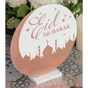 Centre de table Eid Mubarak bois rose gold