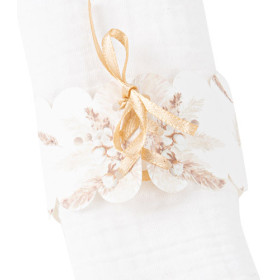 8 ronds de serviette baptême fleur de coton carton