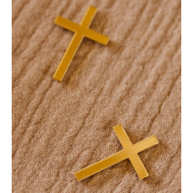 10 confettis de table Communion croix plexi or