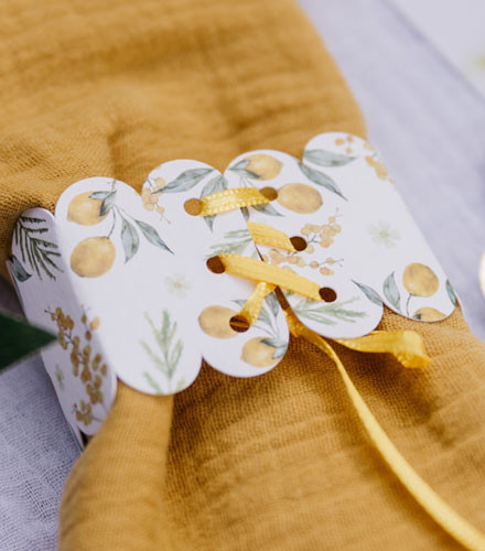 10 ronds de serviette mimosa citron carton