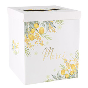 Tirelire mariage mimosa citron carton