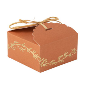 10 boîtes à dragées branchage carton terracotta