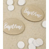6 confettis de table baptême bois naturel