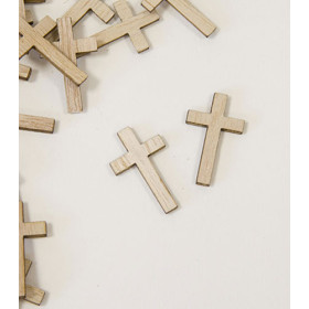 24 confettis de tables Communion croix bois naturel