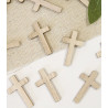 24 confettis de tables Communion croix bois naturel