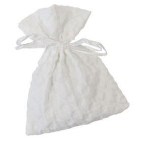 4 sacs à dragées gaufrés tissu blanc
