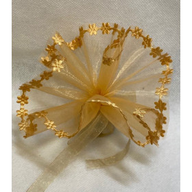 10 tulles à dragées bord fleuri coloré 24 cm