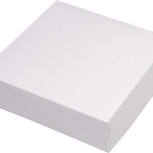 Lot de 50 boîtes à gâteaux carrées blanches 25 x 25 x 8 cm pour baptêmes, mariages et communions