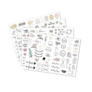 autocollants vintage pour livre d'or de mariage - 230 pièces en forme de coeurs d'amour