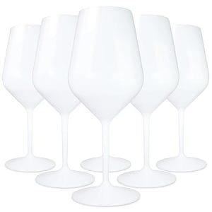 Lot de 6 verres à pied 47 cl en plastique rigide réutilisables, incassables et lavables au lave-vaisselle