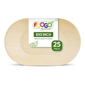 Plateaux de service jetables en feuilles de palmier biodégradables, 8x5 pouces, pour sushis et amuse-bouches