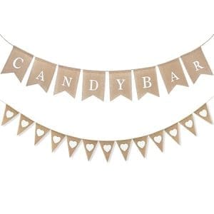 Guirlande rustic vintage en jute pour décoration de candy bar pour mariages et baptêmes élégants