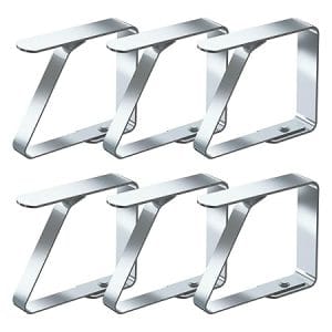 Pinces à nappe en acier inoxydable - lot de 6 clips anti-glissants pour tables de 2,5 à 4 cm d'épaisseur
