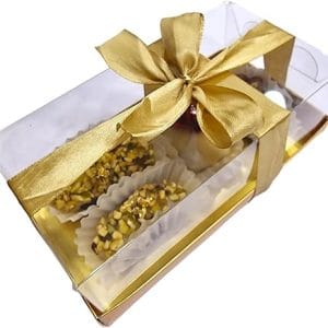 Boite a gateau mariage transparente avec ruban doré (lot de 25Pièces)