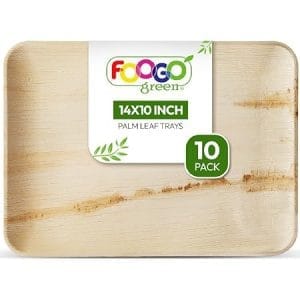 Plateaux de service en feuille de palmier jetables grand format 14x10 pouces pour mariages et fêtes
