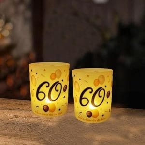 Lot de 16 lanternes photophores décoratifs pour anniversaire 60 ans, bougies de table pour célébration festive
