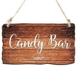 Panneau suspendu en bois avec corde de jute pour candy bar, décoration élégante pour mariage et fête