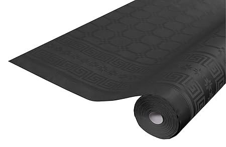 Nappe en papier damassé noir - rouleau de 6 m x 1,20 m - chic et classique, 12 nappes jetables