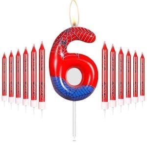Bougies d'anniversaire super héros 13 pièces pour décorations de gâteaux enfants thème fête 6 ans