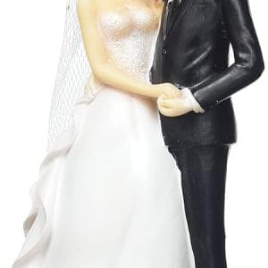 Figurine couple de mariés traditionnelle en polyrésine pour gâteau ou pièce-montée - 9x5,3x14,2 cm