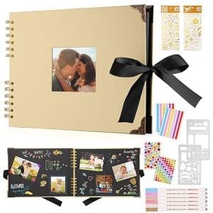 Album photo blanc 29,5 x 21 cm avec 6 stylos métalliques pour 160 photos, livre d'or anniversaire et mariage