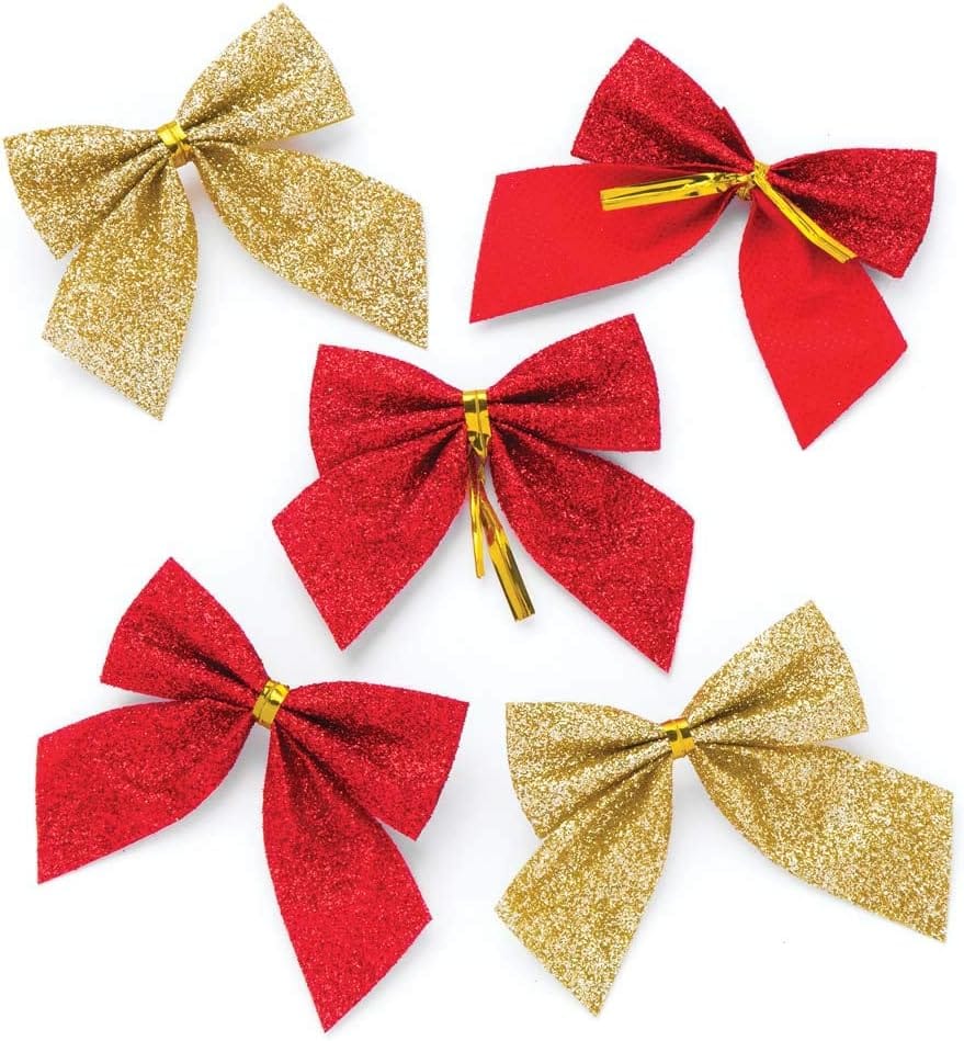 Noeuds automatiques pailletés rouge/or