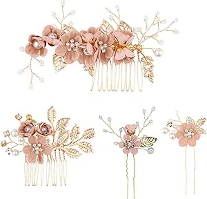Peigne court avec strass perles - Fleur Perle Cristal Broches