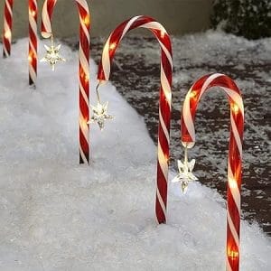 Canes à sucre lumineuses, lot de 8 lampes LED de décoration extérieure pour Noël et jardins