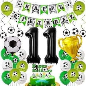 Ballon de football pour anniversaire de 11 ans, décoration garçon thème football, fête réussie garantie