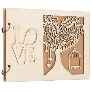 Livre d'or en bois original pour mariage, anniversaires et fiançailles - cadeau signé par les invités
