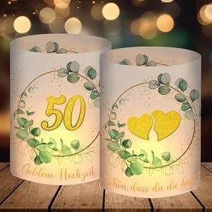 Lot de 12 photophores dorés pour décoration d'anniversaire, mariage et 50e anniversaire de mariage