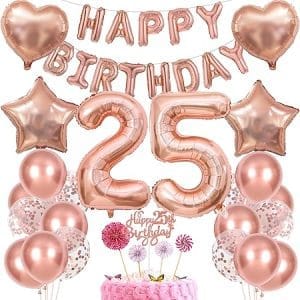 Décoration d'anniversaire 25 ans femme - Ballons, gâteaux et accessoires or rose pour célébrer avec style