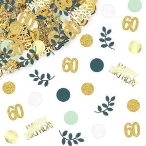 Confettis décoration anniversaire 60 ans, 200 pièces sauge vert eucalyptus pour table festive 60 ans
