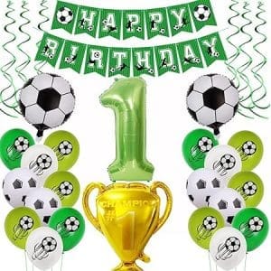Décoration anniversaire football pour enfant, ballon foot 1 an, thème fête sportive, accessoires joyeux