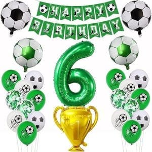 Décoration anniversaire football pour garçon de 6 ans - Ballons verts à thème foot 6 ans